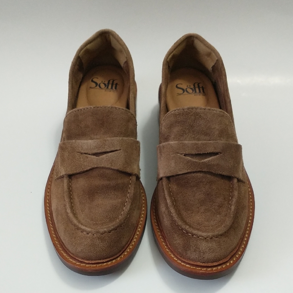 NEW Sofft Mara Penny Tan, Brown Suede Women's Loafers. Round-Toe Size-6.5 - Picture 2 of 11